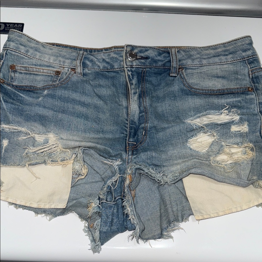 American Eagle Outfitters Blue Distressed Jean Shorts